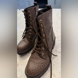 GBG Los Angeles Brown Patterned Combat Boots